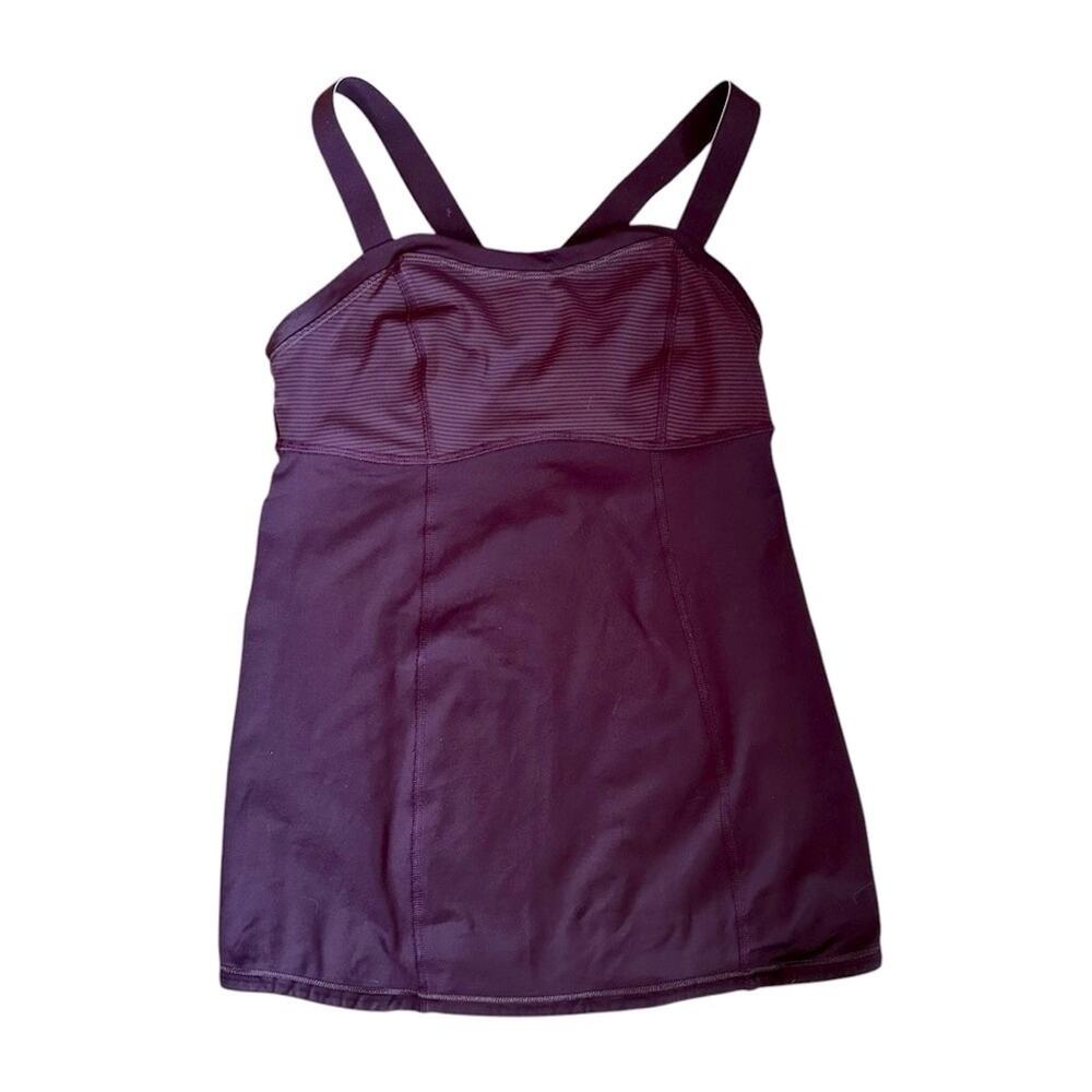 Lululemon Women’s Eggplant Purple Pullover Tank Shelf Bra No Pads Criss Cross 4